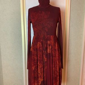Maroon Turtleneck Dress